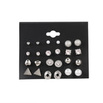 12 Pairs Flower Women'S Earrings Set Pearl Crystal Stud