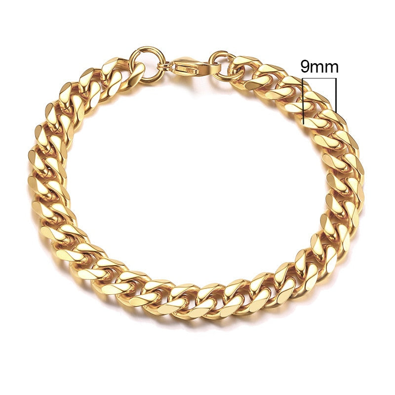 Unisex Simple 3-11mm Cuban Chain Bracelets