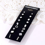 12 Pairs Flower Women'S Earrings Set Pearl Crystal Stud