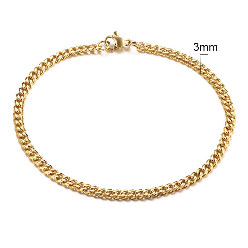 Unisex Simple 3-11mm Cuban Chain Bracelets