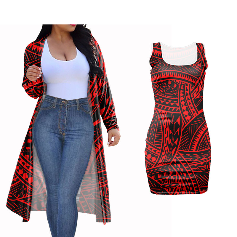 Beautiful Tribal Polynesian 2 Piece Clothing Set