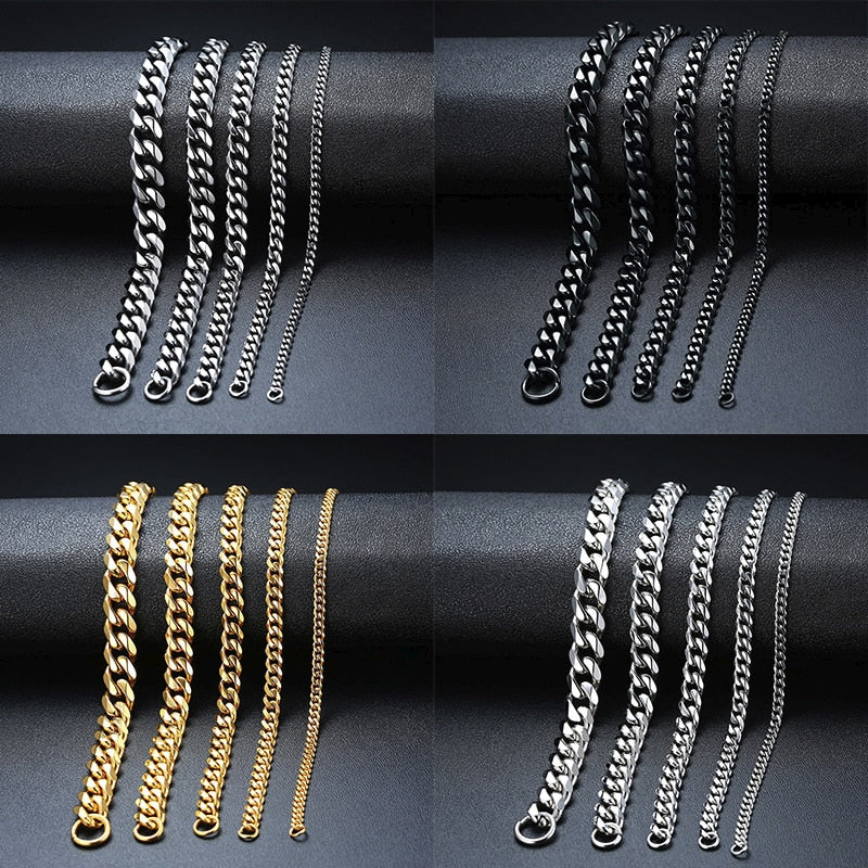 Unisex Simple 3-11mm Cuban Chain Bracelets