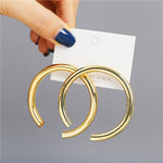 Simple Plain Gold Color Metal Pearl Hoop Earrings