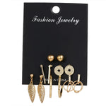 12 Pairs Flower Women'S Earrings Set Pearl Crystal Stud