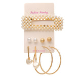 12 Pairs Flower Women'S Earrings Set Pearl Crystal Stud