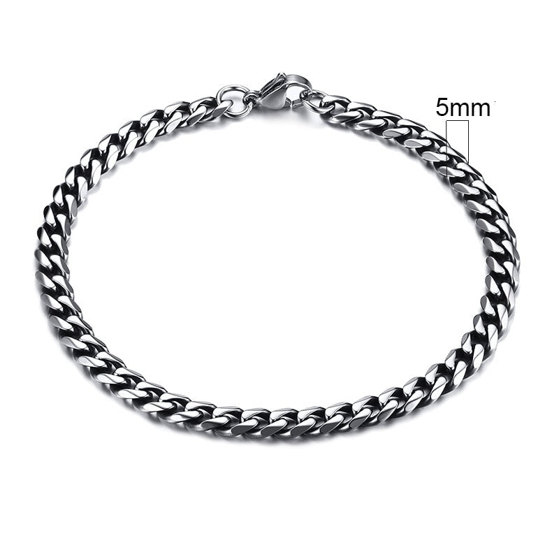 Unisex Simple 3-11mm Cuban Chain Bracelets