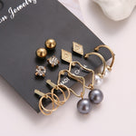 12 Pairs Flower Women'S Earrings Set Pearl Crystal Stud