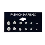 12 Pairs Flower Women'S Earrings Set Pearl Crystal Stud