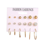 12 Pairs Flower Women'S Earrings Set Pearl Crystal Stud