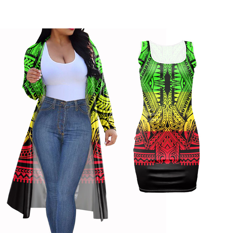 Beautiful Tribal Polynesian 2 Piece Clothing Set