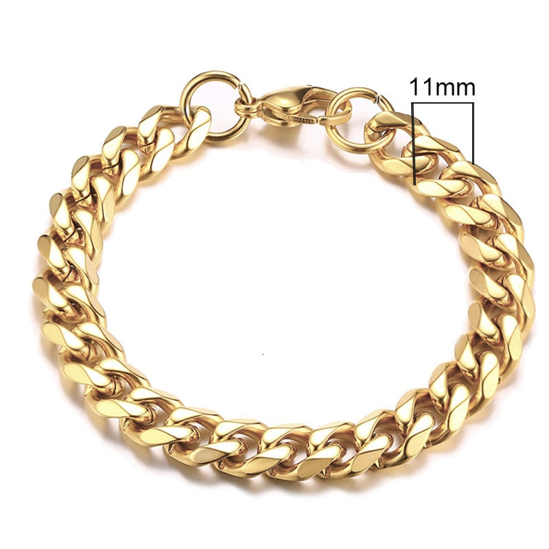 Unisex Simple 3-11mm Cuban Chain Bracelets