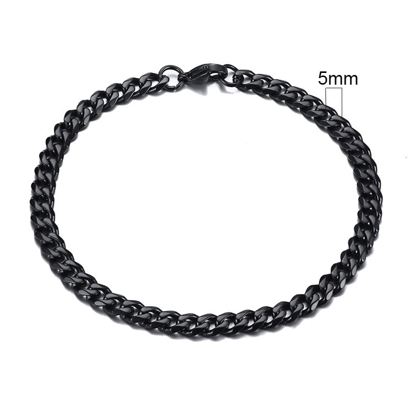 Unisex Simple 3-11mm Cuban Chain Bracelets