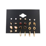 12 Pairs Flower Women'S Earrings Set Pearl Crystal Stud