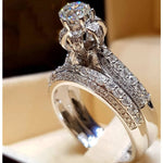 2Pcs Bridal Set Elegant rings for Women Sliver Color