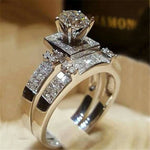 2Pcs Bridal Set Elegant rings for Women Sliver Color