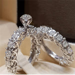 2Pcs Bridal Set Elegant rings for Women Sliver Color