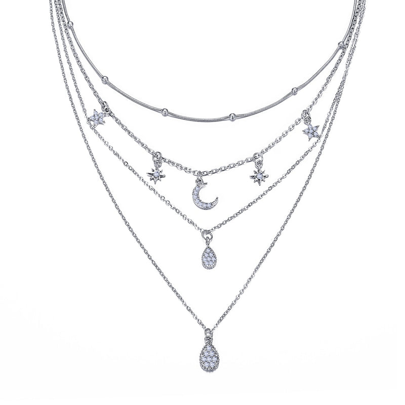 17KM Multilayer Crystal Moon Necklaces & Pendants for ladies