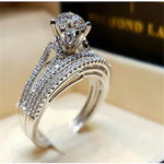 2Pcs Bridal Set Elegant rings for Women Sliver Color