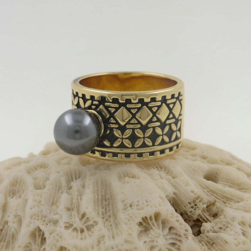 Hawaiian Samoan tribal pearl ring