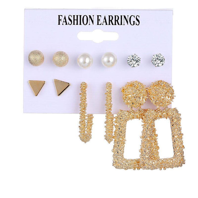 12 Pairs Flower Women'S Earrings Set Pearl Crystal Stud