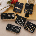 12 Pairs Flower Women'S Earrings Set Pearl Crystal Stud