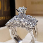 2Pcs Bridal Set Elegant rings for Women Sliver Color