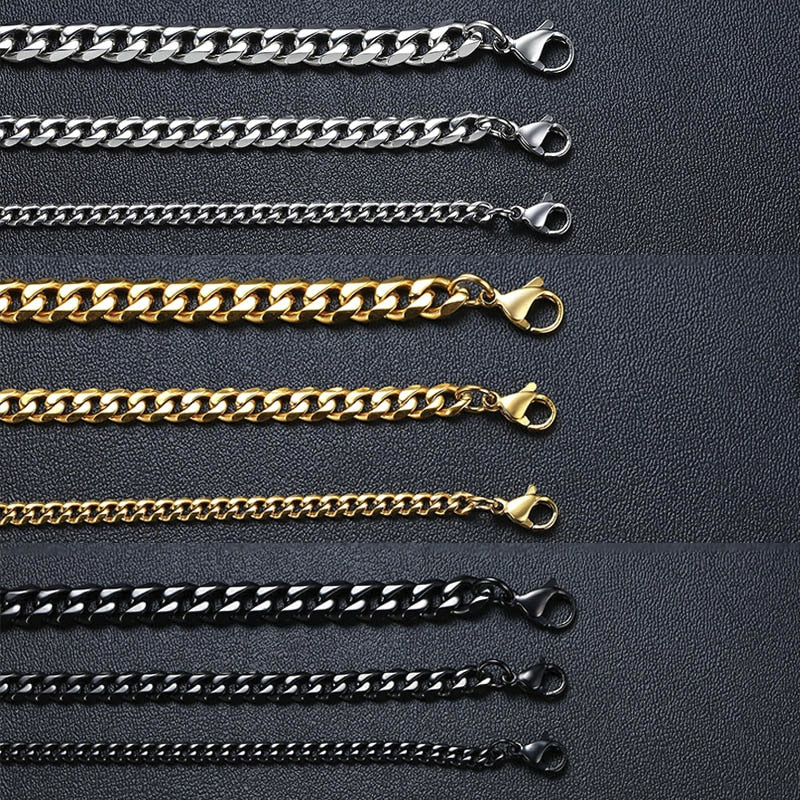 Unisex Simple 3-11mm Cuban Chain Bracelets