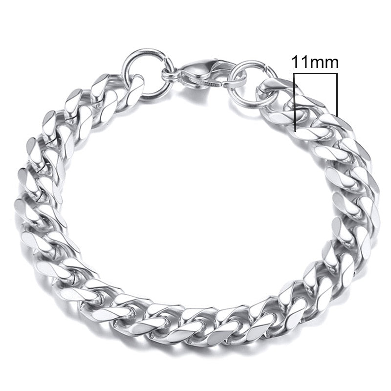 Unisex Simple 3-11mm Cuban Chain Bracelets