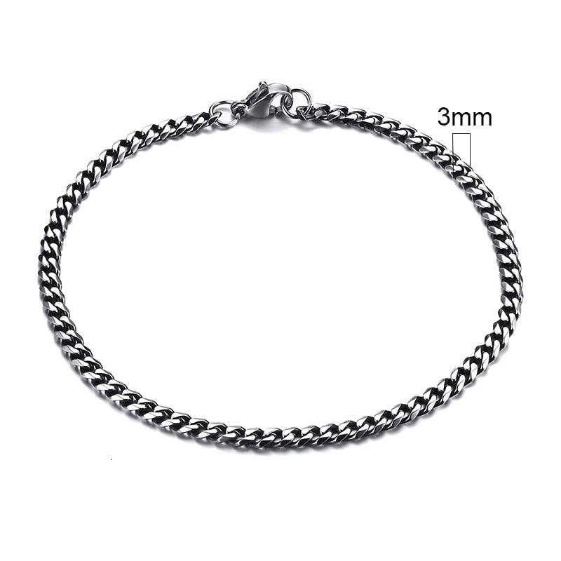 Unisex Simple 3-11mm Cuban Chain Bracelets