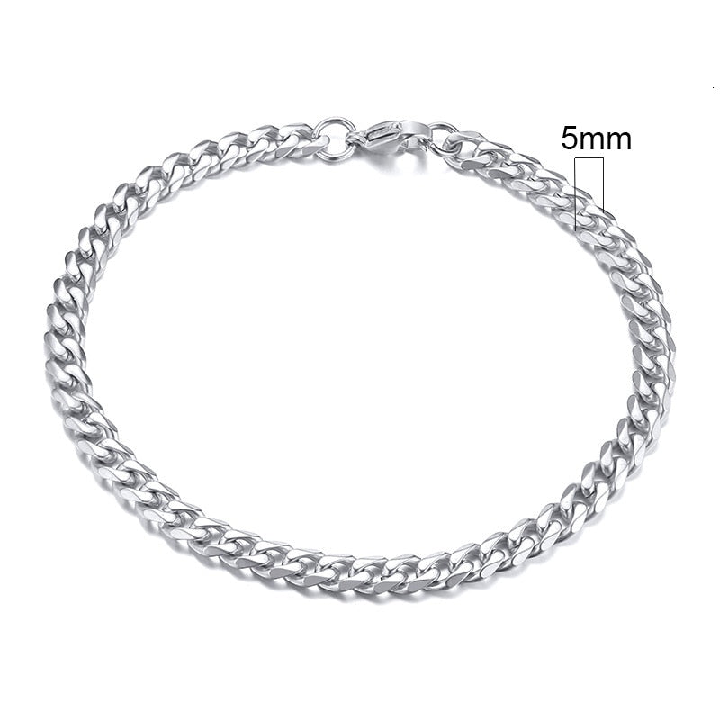 Unisex Simple 3-11mm Cuban Chain Bracelets