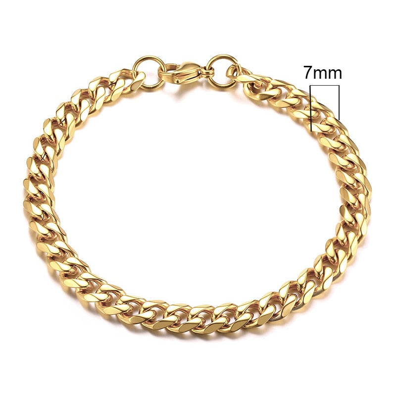 Unisex Simple 3-11mm Cuban Chain Bracelets