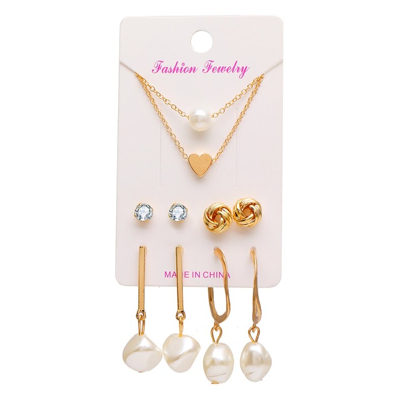 12 Pairs Flower Women'S Earrings Set Pearl Crystal Stud