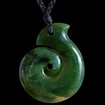 Huge Flower Jade Koru with Wooden Gift Box by Elliot Lewis