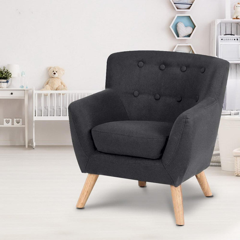 Keezi Kids Sofa Armchair Fabric Furniture Lorraine French Couch Children Black