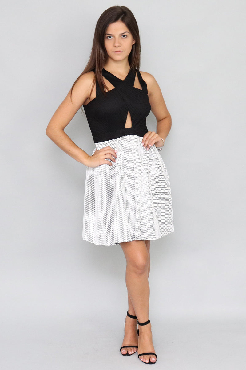 Pick me Fit & Flare Dress in Black & Silver