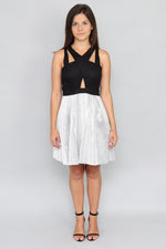 Pick me Fit & Flare Dress in Black & Silver