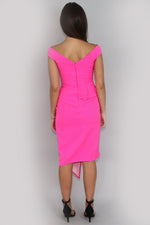 Pink Peplum Front Slit Dress