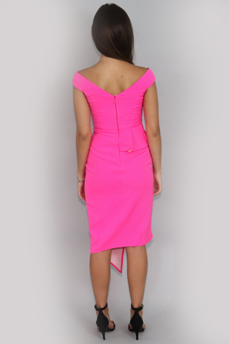 Pink Peplum Front Slit Dress