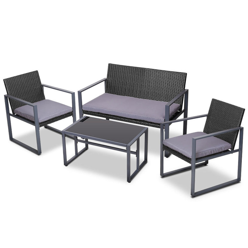 4PC Patio Table Chair Black - Pay 50% deposit & we deliver