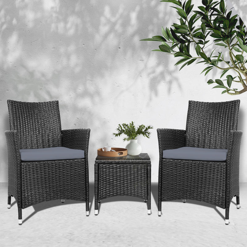 3pc Rattan Bistro Wicker Outdoor Furniture