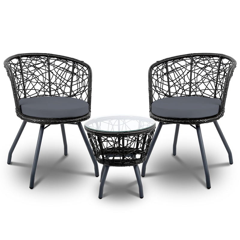 Outdoor Patio Chair and Table - Black