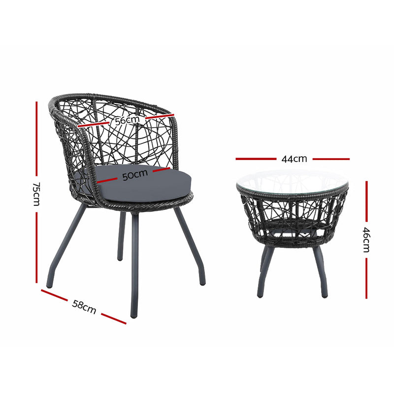 Outdoor Patio Chair and Table - Black