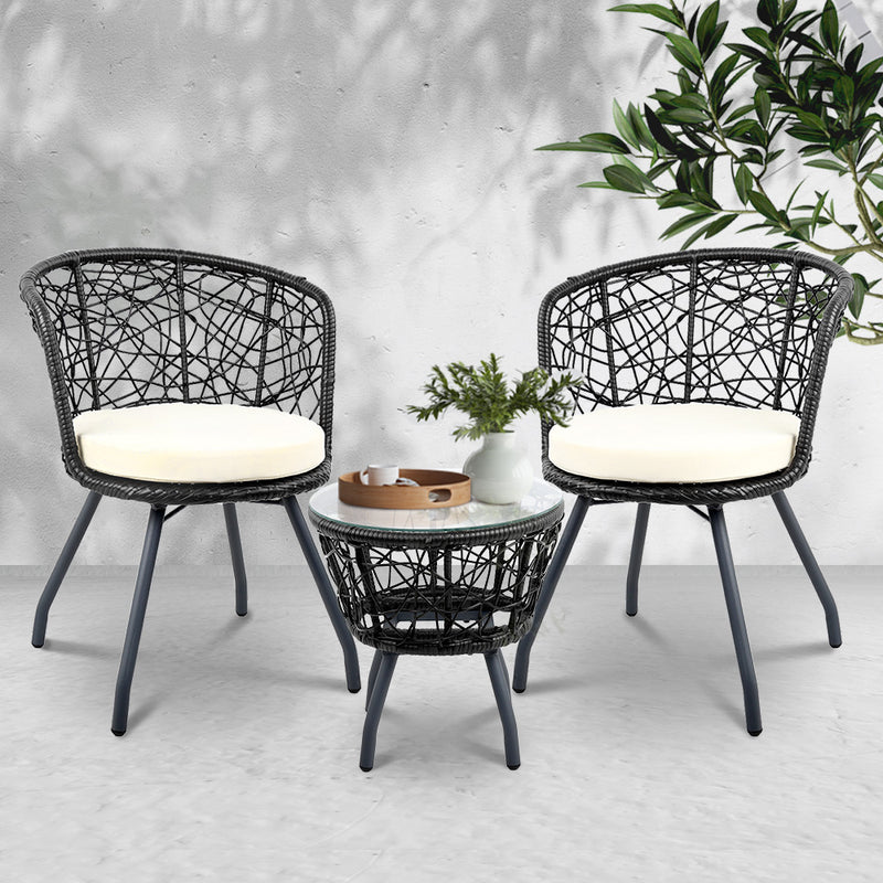 Outdoor Patio Chair and Table - Black