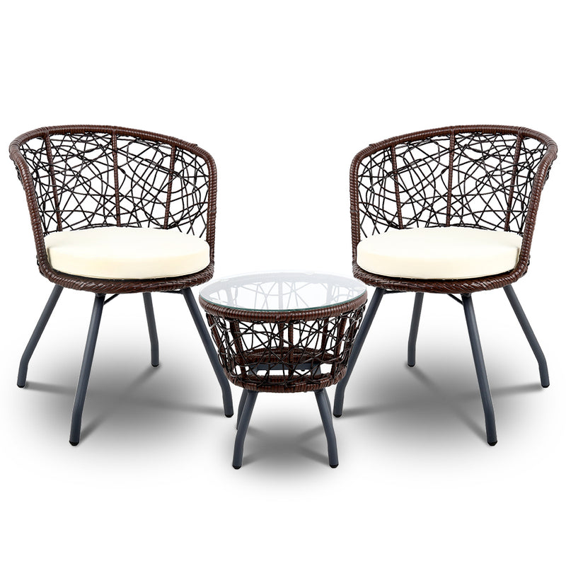 Outdoor Patio Chair and Table - Brown