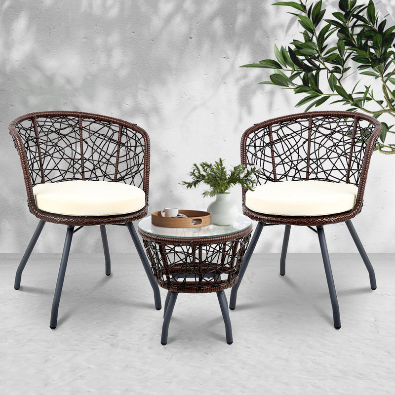 Outdoor Patio Chair and Table - Brown