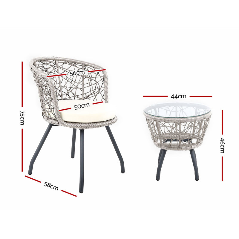 Outdoor Patio Chair and Table - Grey