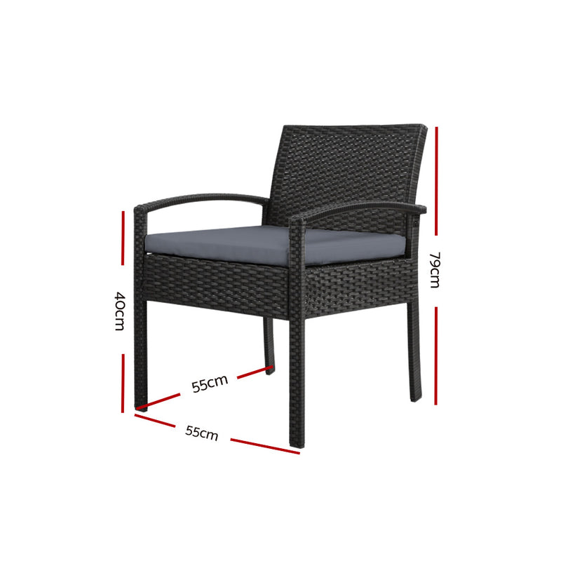 Gardeon Outdoor Furniture Bistro Wicker Chair Black