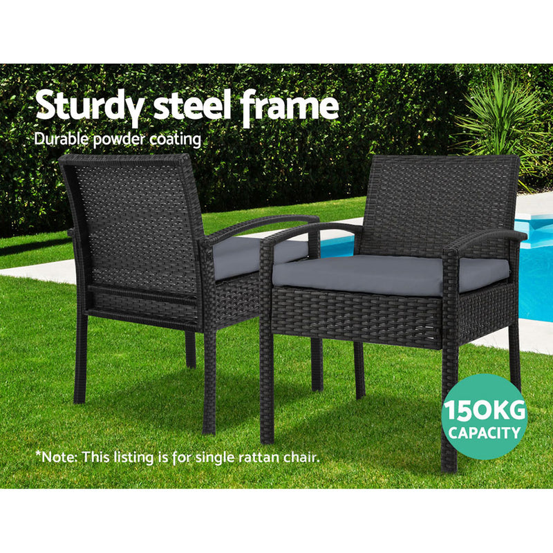 Gardeon Outdoor Furniture Bistro Wicker Chair Black