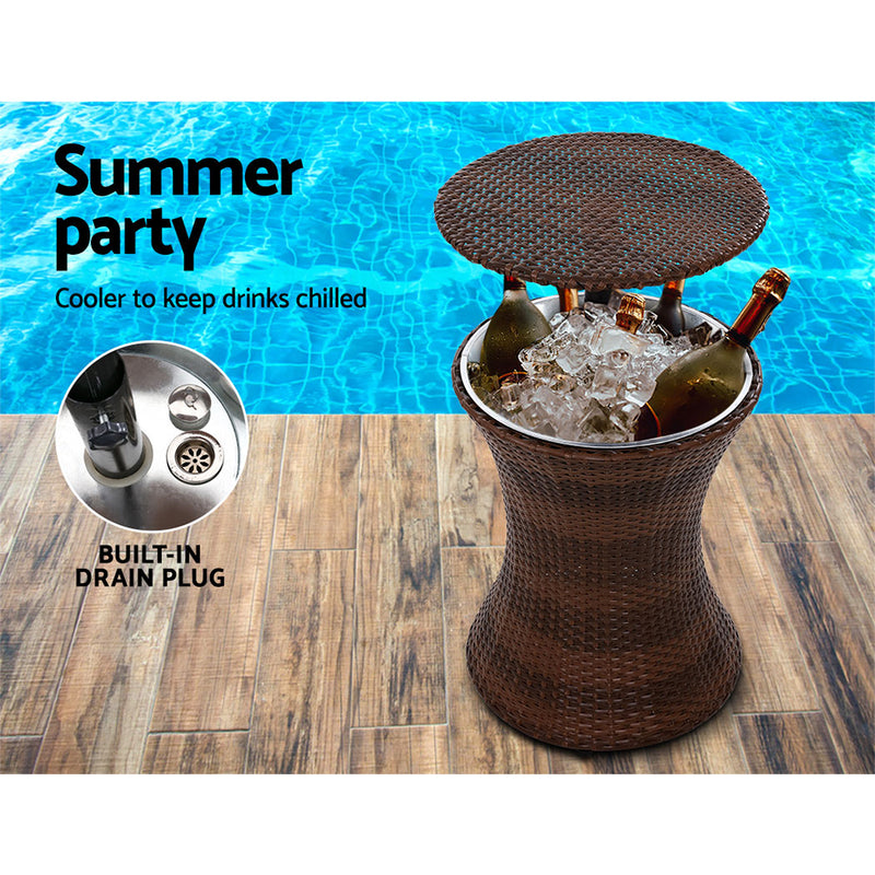 Cooler Ice Bucket Rattan Bar Coffee Table -Pay 50% deposit & we deliver