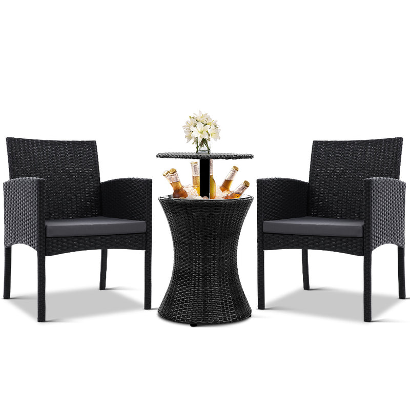 Wicker Chairs Bar Table Cooler Set - Pay 50% deposit & we deliver